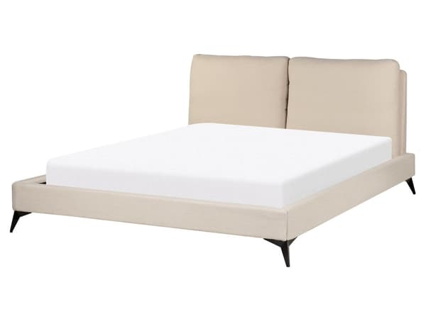 Seng Beige Boucle 160 x 200 cm Moderne Polstret Hodegjerde Polstret Moderne Design Spaltegulv