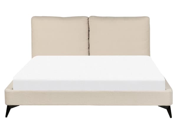 Seng Beige Boucle 160 x 200 cm Moderne Polstret Hodegjerde Polstret Moderne Design Spaltegulv