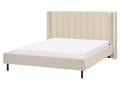 Miniatyrbilde 4 av 11: Seng Beige Boucle 160 x 200 cm Moderne Trekvart Seng Polstret Halvandenmandsseng Lav Sengeramme Minimalistisk Design