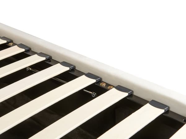 Dobbeltseng Off-White Fløyel 160 x 200 cm Polstret, Tuftet Trim Glam Design