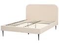 Miniatyrbilde 5 av 11: Seng Beige Boucle Polstret 140 x 200 cm Fløyel Sengegavl Minimalistisk Design Moderne Soverom