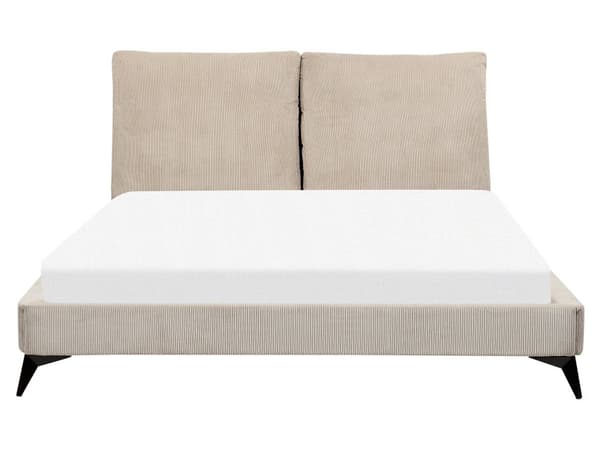 Seng Taupe Fløjl 160 x 200 cm Moderne Dobbeltseng Stof To Mands Seng Lav Sengeramme Minimalistisk Design
