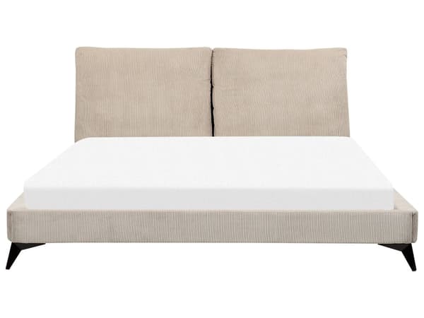 Seng Taupe Fløjl 180 x 200 cm Moderne Dobbeltseng Stof To Mands Seng Lav Sengeramme Minimalistisk Design