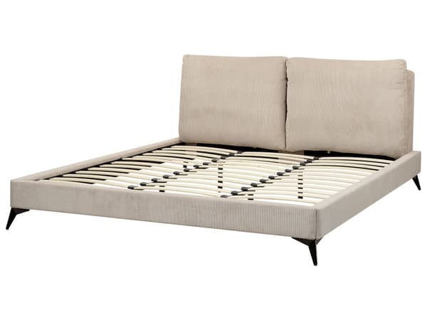 Seng Taupe Fløjl 180 x 200 cm Moderne Dobbeltseng Stof To Mands Seng Lav Sengeramme Minimalistisk Design