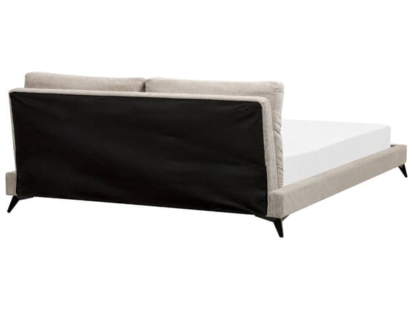 Seng Taupe Fløjl 180 x 200 cm Moderne Dobbeltseng Stof To Mands Seng Lav Sengeramme Minimalistisk Design