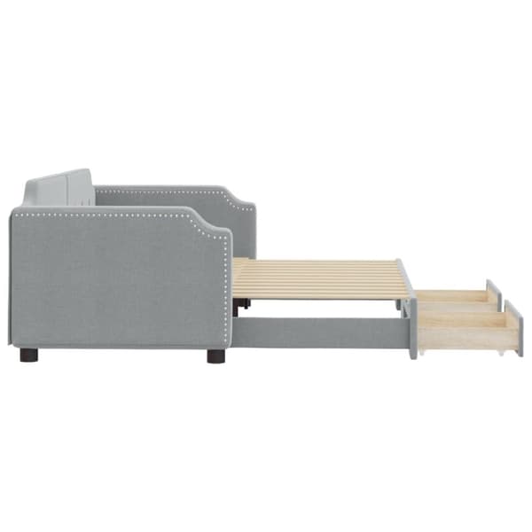 vidaXL daybed med udtræk og skuffer 90x190 cm stof lysegrå