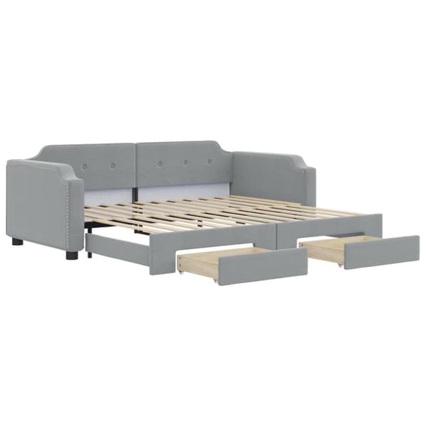 vidaXL daybed med udtræk og skuffer 90x190 cm stof lysegrå