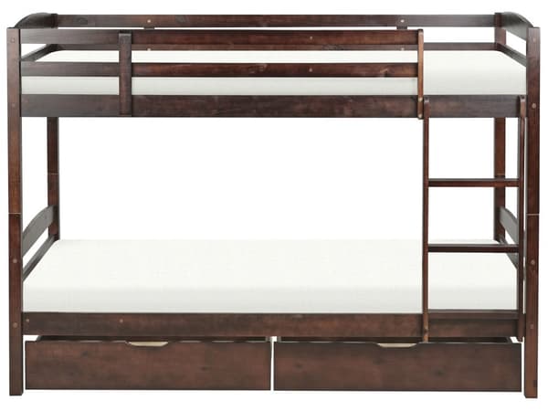Køyeseng med sengebunn Grå furu 2 spilerammer 90 x 200 cm stige Moderne køyeseng for 2 personer Soveromsinnredning