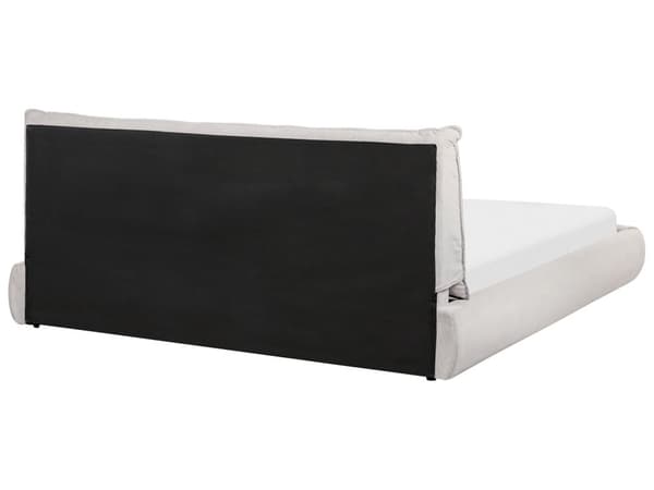 Dobbeltseng Fløyel Beige 180 x 200 cm Moderne dobbeltseng Stoff To-mannsseng Lav sengeramme Minimalistisk design