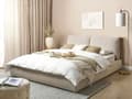 Miniatyrbilde 2 av 11: Dobbeltseng Stoff Beige 160 x 200 cm Moderne dobbeltseng Stoff To-mannsseng Lav sengeramme Minimalistisk design