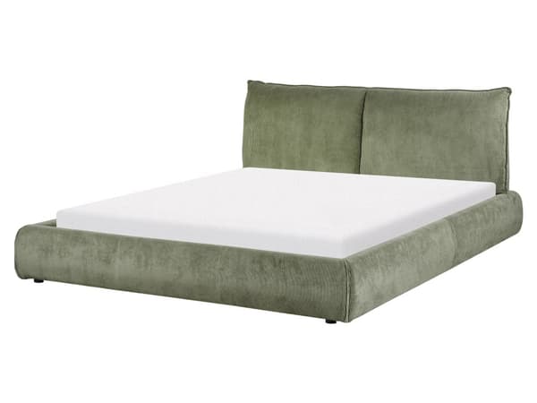 Vannseng Grønn 160 x 200 cm Standard Fløyel Polstring Moderne Sengegavl med Fløyelsstoff