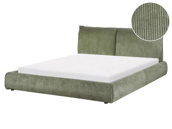 Vannseng Grønn 160 x 200 cm Standard Fløyel Polstring Moderne Sengegavl med Fløyelsstoff