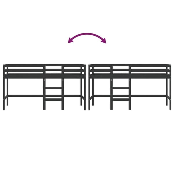 vidaXL Køyeseng for barn med stige svart 80x200 cm heltre furu