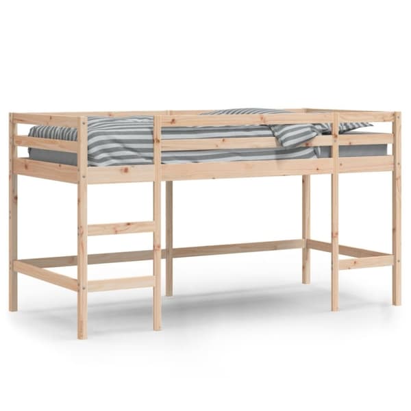 vidaXL højseng med stige 80x200 cm massivt fyrretræ