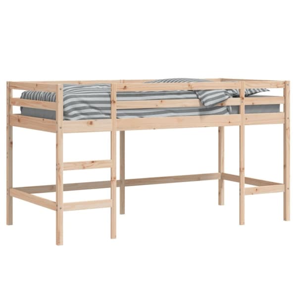 vidaXL højseng med stige 80x200 cm massivt fyrretræ
