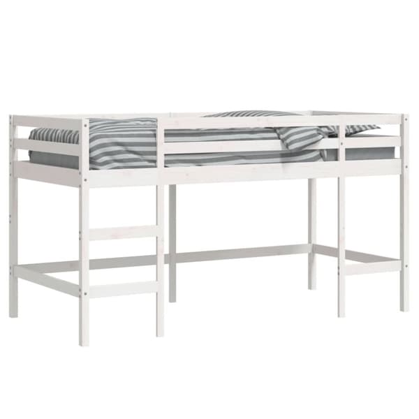 vidaXL Køyeseng for barn med stige hvit 90x200 cm heltre furu