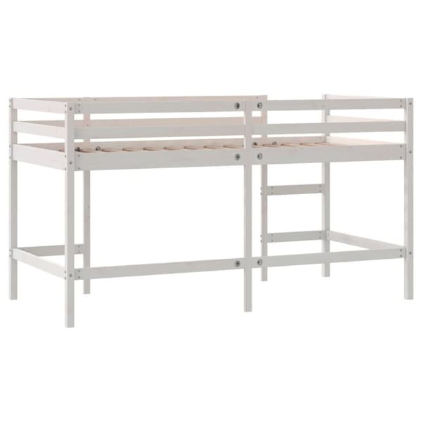 vidaXL Køyeseng for barn med stige hvit 90x200 cm heltre furu