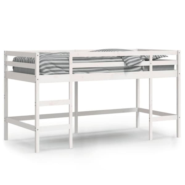 vidaXL Køyeseng for barn med stige hvit 90x200 cm heltre furu