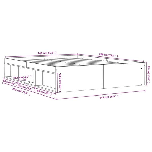 vidaXL sengeramme 140x200 cm brun egetræsfarve