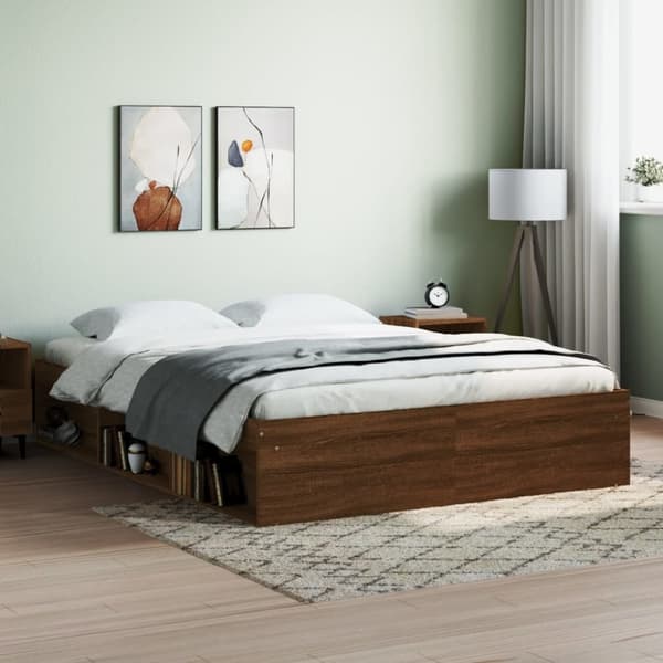 vidaXL sengeramme 140x200 cm brun egetræsfarve