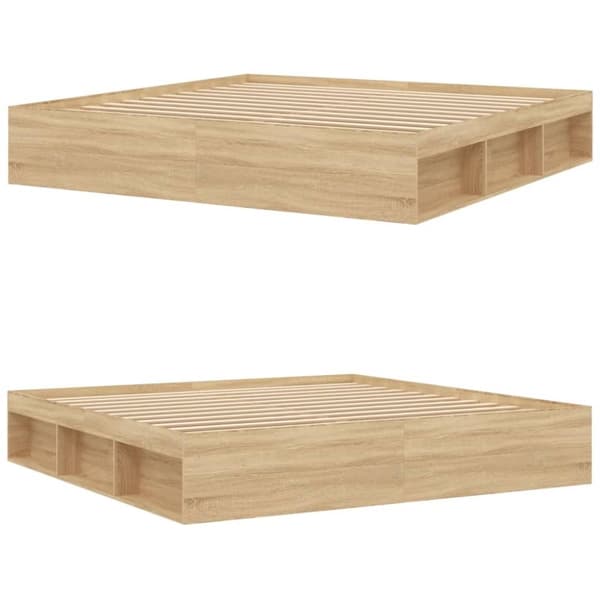 vidaXL Sengeramme sonoma eik 200x200 cm