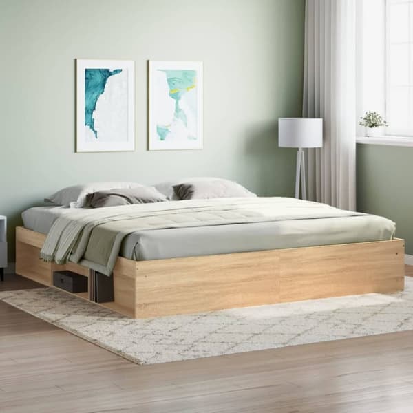 vidaXL Sengeramme sonoma eik 200x200 cm