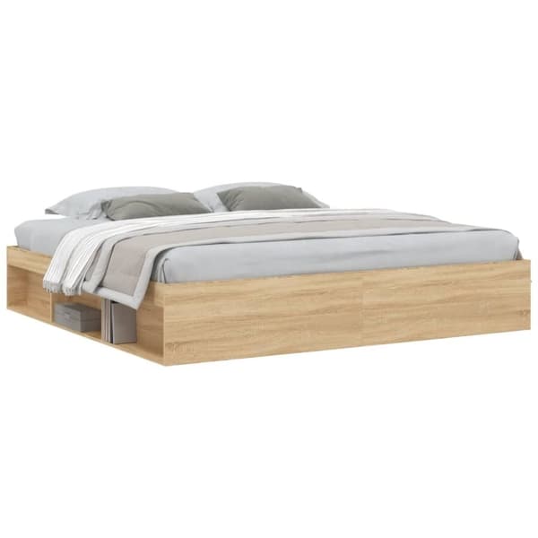 vidaXL Sengeramme sonoma eik 200x200 cm