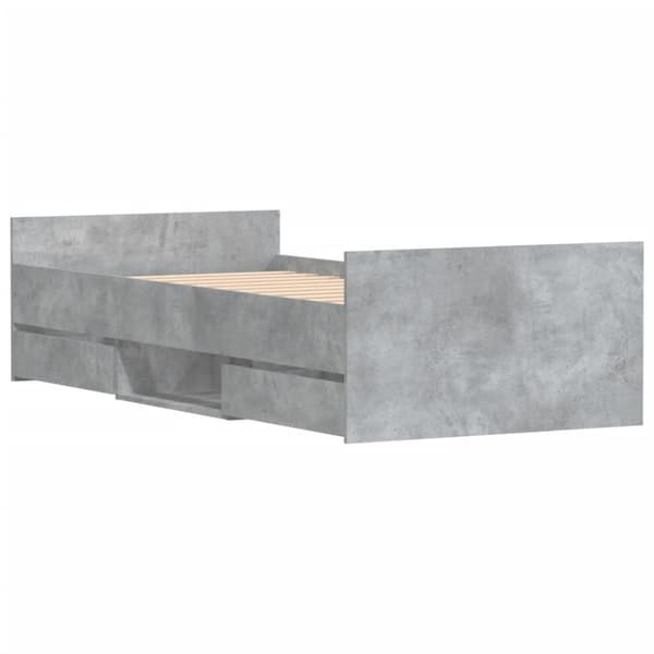 vidaXL sengeramme med sengegavl og fodgærde 100x200 cm betongrå