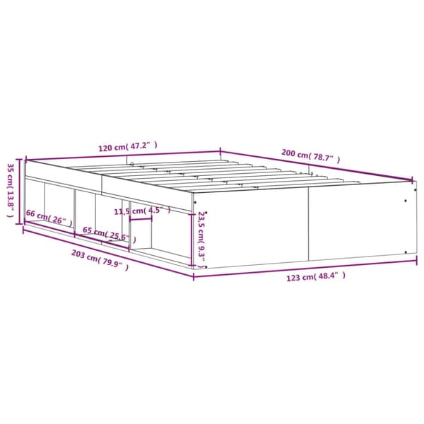 vidaXL Sengeramme røkt eik 120x200 cm