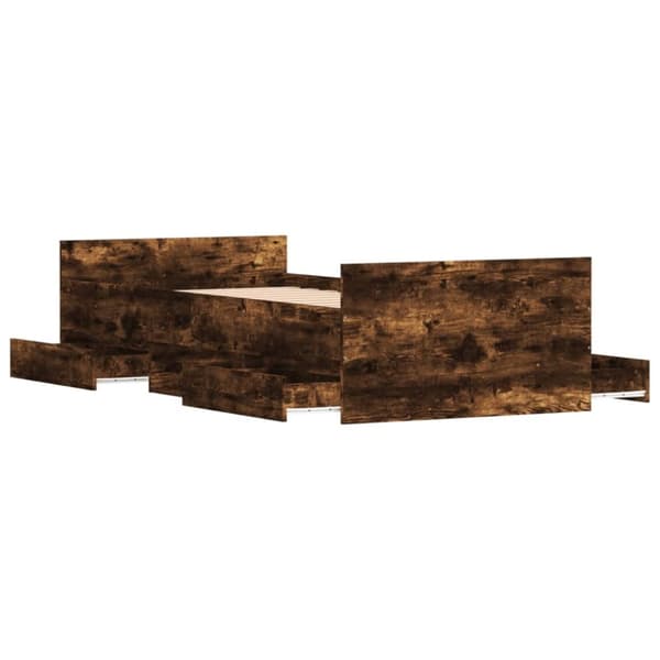 vidaXL Sengeramme med hode- og fotgavl røkt eik 90x200 cm
