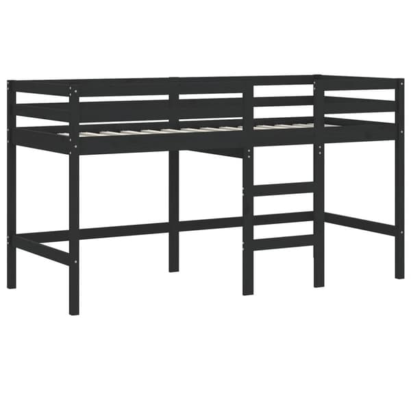 vidaXL Lasten parvisänky tikkailla musta 90x200 cm täysi mänty