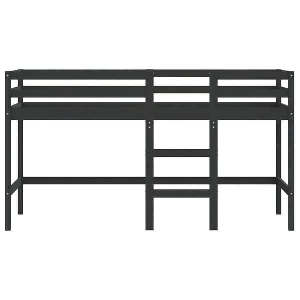 vidaXL Lasten parvisänky tikkailla musta 90x200 cm täysi mänty