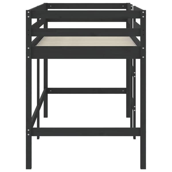 vidaXL Lasten parvisänky tikkailla musta 90x200 cm täysi mänty
