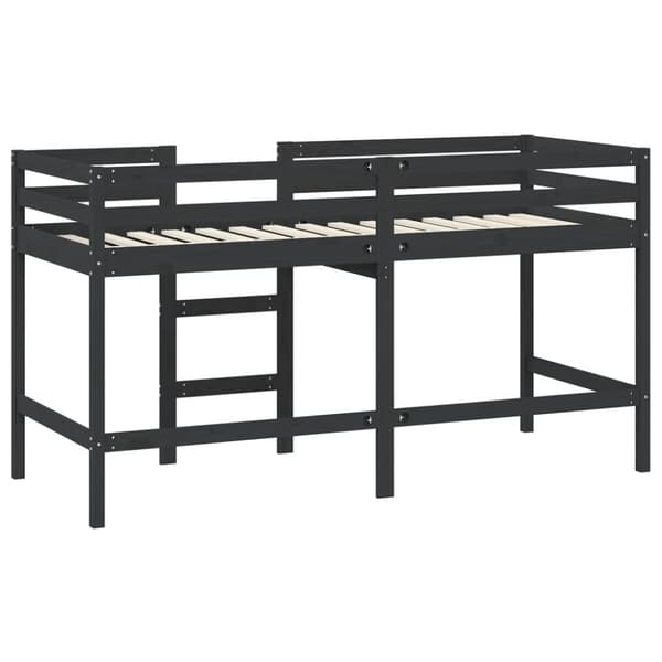 vidaXL Lasten parvisänky tikkailla musta 90x200 cm täysi mänty