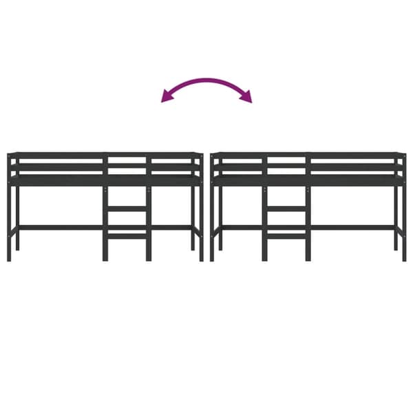 vidaXL Lasten parvisänky tikkailla musta 90x200 cm täysi mänty