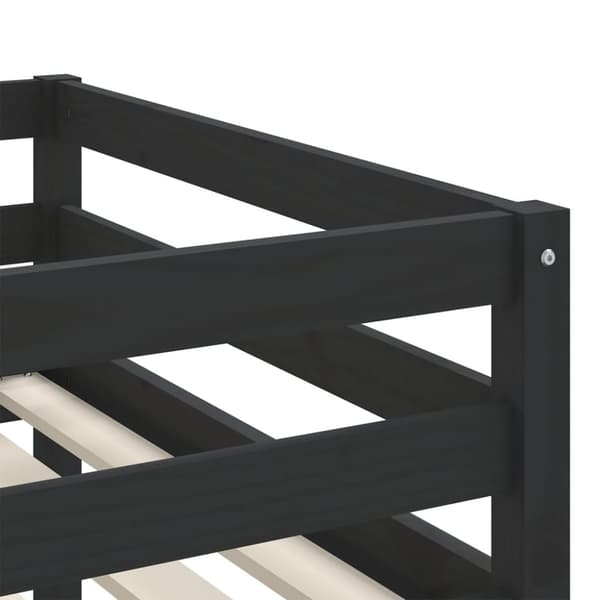 vidaXL Lasten parvisänky tikkailla musta 90x200 cm täysi mänty