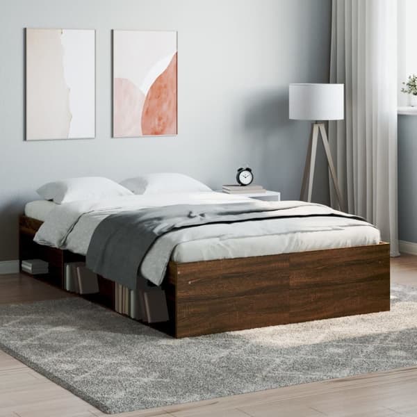 vidaXL Sängynrunko ruskea tammi 120x190 cm Small Double