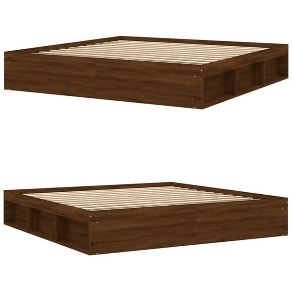 vidaXL Sängynrunko ruskea tammi 200x200 cm