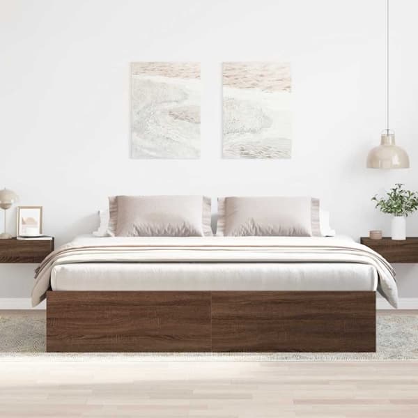 vidaXL Sängynrunko ruskea tammi 200x200 cm