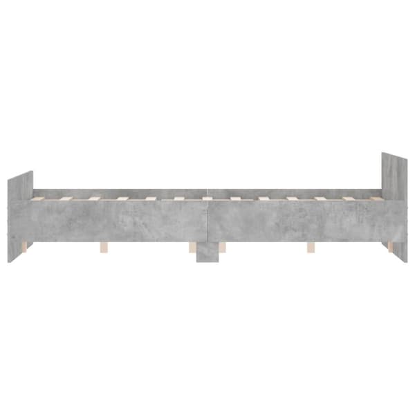 vidaXL Sengeramme med hode- og fotgavl betonggrå 140x190 cm