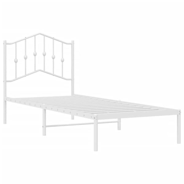 vidaXL Sengeramme i metall med hodegavl hvit 90x200 cm