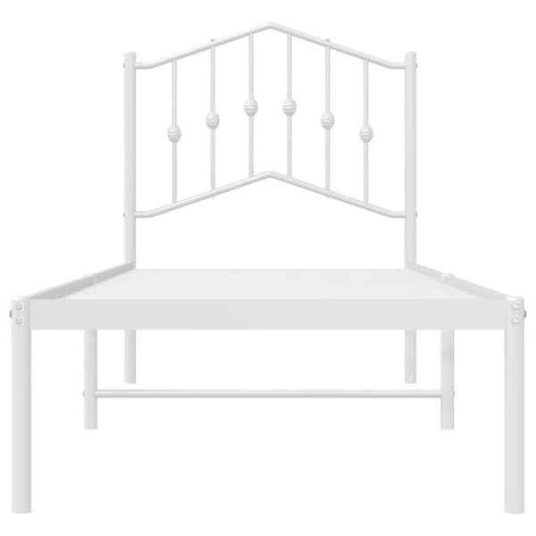 vidaXL Sengeramme i metall med hodegavl hvit 90x200 cm