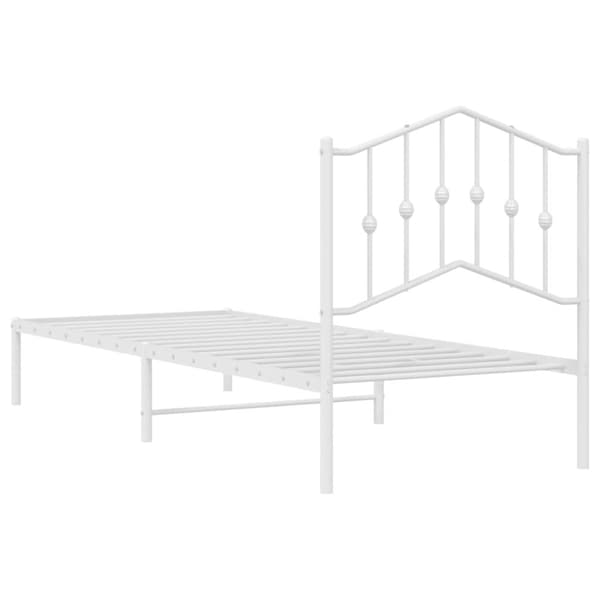 vidaXL Sengeramme i metall med hodegavl hvit 90x200 cm