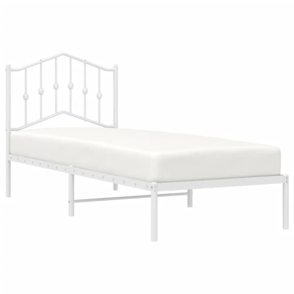 vidaXL Sengeramme i metall med hodegavl hvit 90x200 cm
