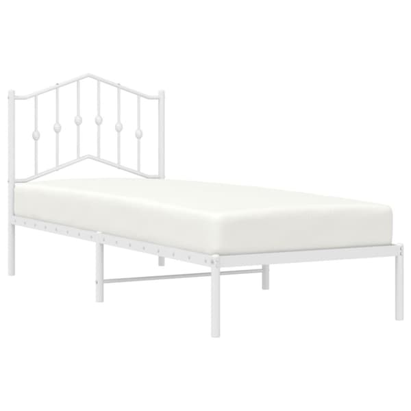 vidaXL Sengeramme i metall med hodegavl hvit 80x200 cm