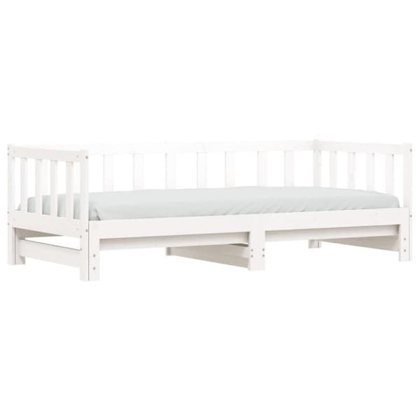 vidaXL Uttrekkbar dagseng hvit 90x200 cm heltre furu