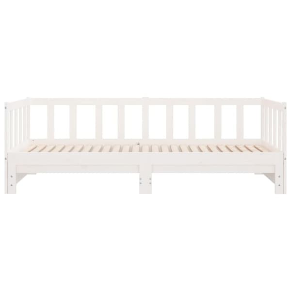 vidaXL Uttrekkbar dagseng hvit 90x200 cm heltre furu