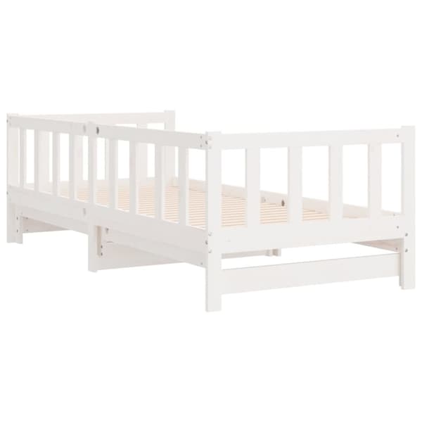 vidaXL Uttrekkbar dagseng hvit 90x200 cm heltre furu