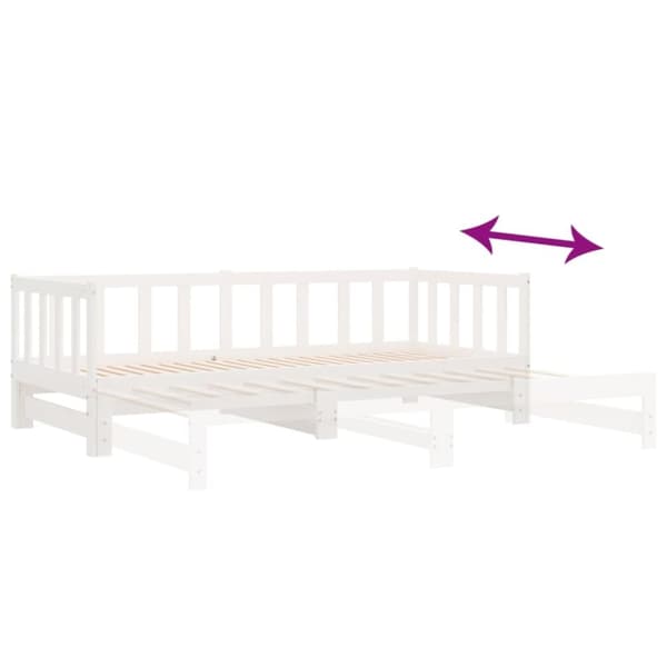 vidaXL Uttrekkbar dagseng hvit 90x200 cm heltre furu