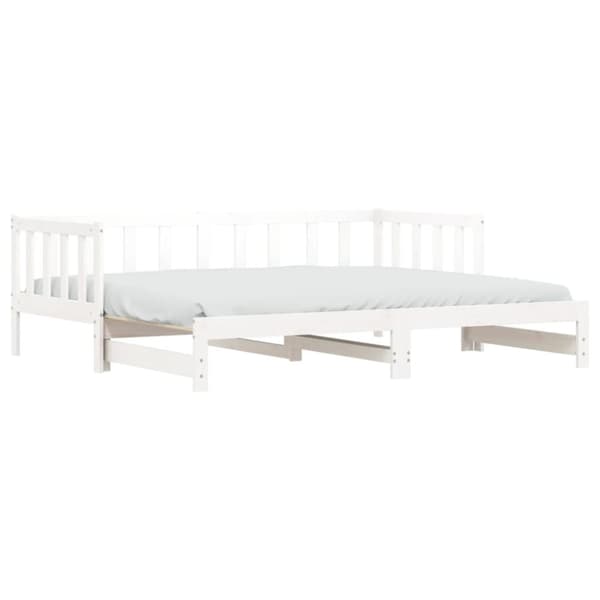 vidaXL Uttrekkbar dagseng hvit 90x200 cm heltre furu